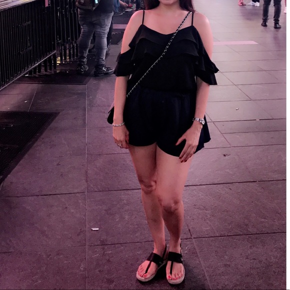 Off Shoulder Ruffle Top with Spaghetti Straps - Picture 2 of 8